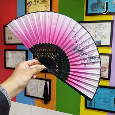 Imagem de YQHWLKJ Ventilador dobrável com padrão de flores clássicas de cerejeira ventiladores portáteis para presentes e decoração de parede