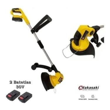 Imagem de Roçadeira sem fio cortador de grama á bateria completa