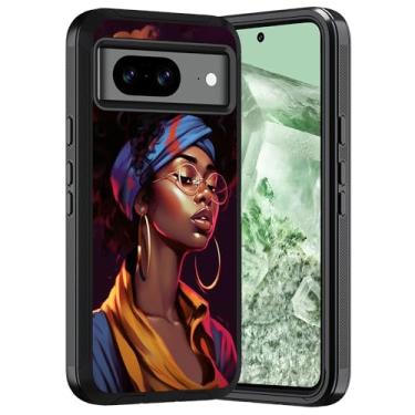 Imagem de ERWYTYIOI Capa protetora para Google Pixel 8, 3 camadas de grau militar, antiarranhões, à prova de choque, elegante para Google Pixel 8 (6,2 polegadas, 2023), mulheres afro-americanas