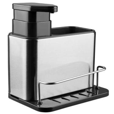 Imagem de Dispenser Porta Detergente Esponja 3 Em 1 Escorredor Talher Garfo Colher Cozinha Inox Organizador Pia Balcao Bucha