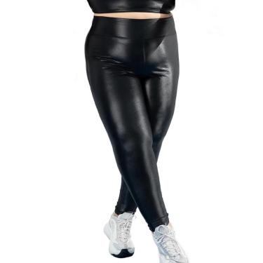 Imagem de Calça Legging Plus Size G1 G2 G3 G4 Em Cirrê Couro Brilhoso Tecido Ultra Grosso WOLFOX-Feminino