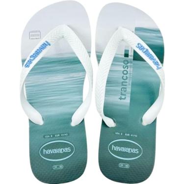 Imagem de Sandálias Havaianas Top Surfer, Branco e Azul Claro, USA 9/10, EUR 43/44 (Branco, BR, Adulto, Faixa Numérico, 39, 40)