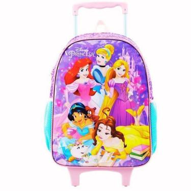 Imagem de Mochila Infantil Princesas Disney Rodinhas Tam G Escolar