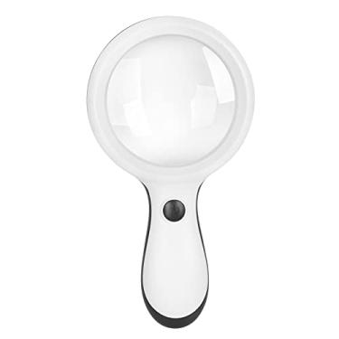 Imagem de 10X Lupa Portátil Ilnada Lente de Aumento Grande Diâmetro 88Mm Com Luzes Led Quentes E Frias Para Leitura