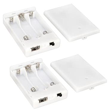 Imagem de OPSFALCON Suporte de 3 pilhas AA, 3 caixas de bateria AA, 3 x 1,5 V AA caixa com interruptor liga/desliga e tampa, com porta USB, branco, 4,5 V 5 V, pacote com 2 (3AA-branco-2 peças)