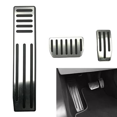 Imagem de FINMOKAL 3 peças de capas de pedal de alumínio prateado, pedais de descanso de pé de freio a gás acelerador apto para o modelo S 2012-2023 modelo X 2016-2023