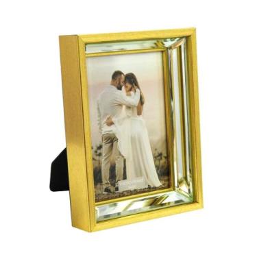 Imagem de Porta Retrato Dourado Moldura Espelhado Moderno - Luxdécor