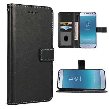 Imagem de FDCWTSH Compatível com Samsung Galaxy J2 Pro 2018 capa carteira alça de pulso cordão de couro capa flip suporte para cartão capas de celular para Glaxay J 2 J2pro J250M SM-J250M mulheres homens preto