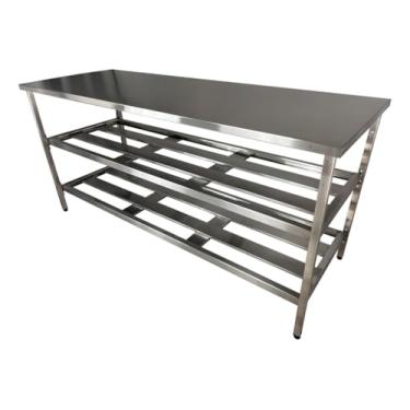 Imagem de Mesa Inox Industrial 1,60x 0,70x 0,90 Prateleiro Duplo