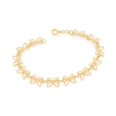Imagem de Pulseira banhado ouro 3x 24k 18k e 22k feminina grossa peças borboleta