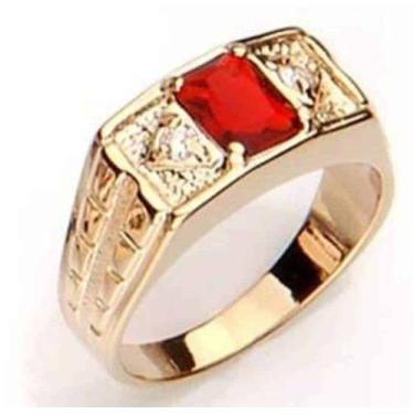 Imagem de Anel banhado ouro 3x 24k 18k e 22k masculino rommanel 18k com pedra cr