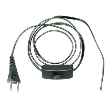 Imagem de 10 Rabichos C/ Interruptor Abajur 1,00mt + Tomada - Immediate, Preto