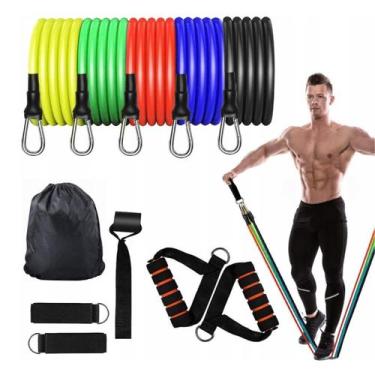 Imagem de  Elastico Academia Kit 11 Elástico Tensão Treino Yoga Pilates - Bc Bor