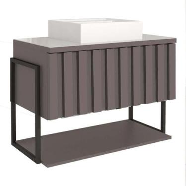 Imagem de Gabinete de Banheiro com Lavatorio 1 Porta Basculante 60 cm Havai Tita