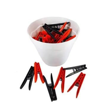 Imagem de Cesto Branco Pregadores De Roupas Plástico Preto E Vermelho - Dehaus