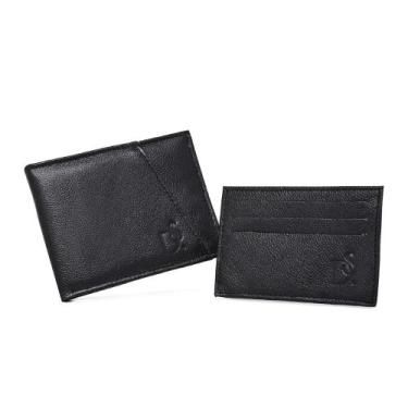Imagem de Kit Carteira Masculina Grande em Couro e Porta Moedas Extra Divisorias