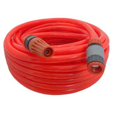 Imagem de Kit mangueira siliconada para jardim laranja 20m com engate rapido e e