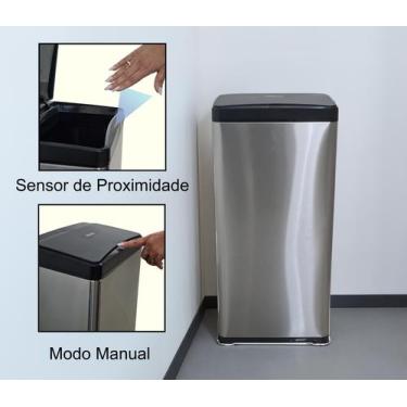 Imagem de Lixeira cozinha automática sensor aço inox 50 litros premium - STILLUS