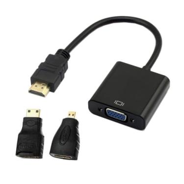 Imagem de chenyang Adaptador HDMI para VGA, adaptador de cabo HDMI macho para VGA fêmea banhado a ouro com conversor Micro/Mini HDMI para computador, desktop, laptop, monitor, projetor