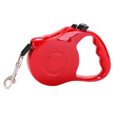 Imagem de Guia Retrátil Puxador Resistente Seguro 20kg 5 Metros - Vermelha - LAU