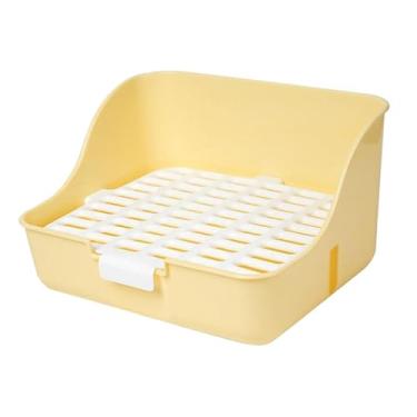 Imagem de ＡＷＨＡＯ Bandeja Do Xixi Do Toalete Da Caixa Da Maca Do, Treinador Durável Portátil Do Potty Da Gaiola Do Animal de Estimação para a Cobaia, Animais Peq, amarelo