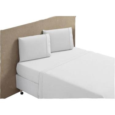 Imagem de Jogo De Lençol Queen 3 Peças 100% Algodão 300 Fios Branco - Armazem do