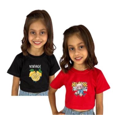 Imagem de Blusinha Infantil Cropped Manga Curta Juvenil Kit 2 Peças - AK FASHION