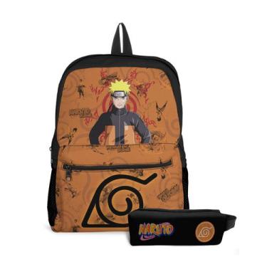 Imagem de  Kit Mochila com Bolso e Estojo Infantil Naruto Menina e Menino  - Use