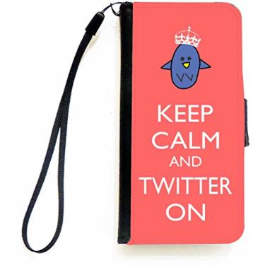 Imagem de Rikki Knight Keep Calm and Twitter On Tropical Pink Color Flip Wallet Case com aba magnética para Apple iPhone 5c