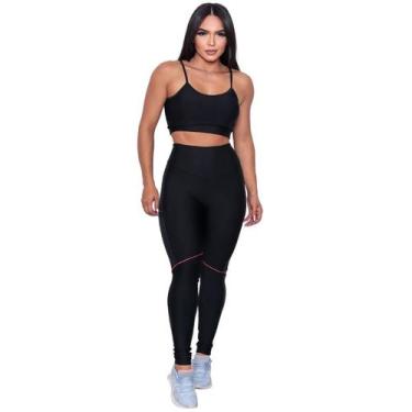 Imagem de Conjunto Preto Basico Feminino Moda Fitness - FLC MODAS, GG, Listradin