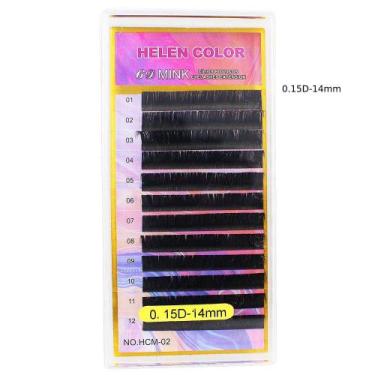 Imagem de Cílios helen color curvatura d postiço extensão 10 modelos,  0.15D-14m