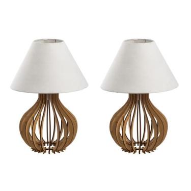 Imagem de 2 Conjunto Abajur Luminária Quarto Com Cúpula Em Tecido 2-P-Cru - baby