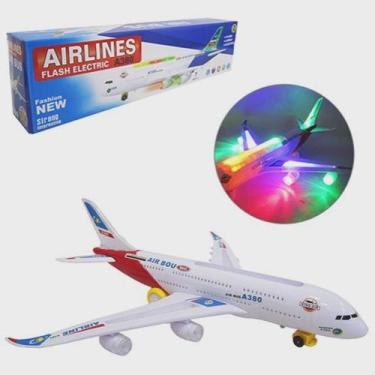 Imagem de Avião Bate e Volta Airbus A380 Com Som e Luz A Pilha Na Caixa - Toys