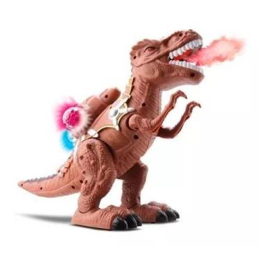 Imagem de Tiranossauro Rex Dino Armadura 33cm Solta Fumaça Anda Rugido - Toy Kin