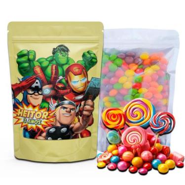 Imagem de Kit Festa Com 5 Saquinhos Em Pé 12x19cm Vários Temas - Mundo da Bina, 