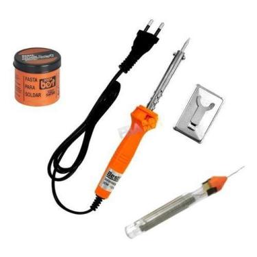 Imagem de Kit Ferro Solda Suporte Pasta Solda C/ Estanho Premium - Bestfer, 220V
