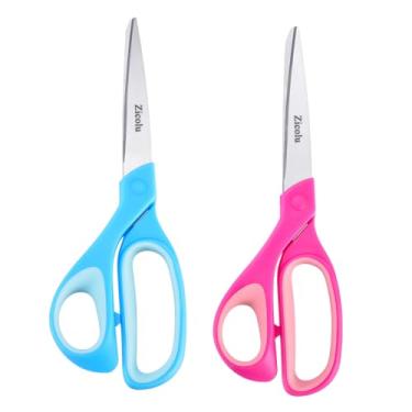 Imagem de Zicolu Conjunto de 2 tesouras para canhotos para adolescentes de 21,6 cm para crianças a partir de 15 anos, artes e artesanato, escritório, costura, rosa e azul