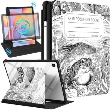 Imagem de Kidcube Capa para Samsung Galaxy Tab S6 Lite 10,4 polegadas 2022/2020 para mulheres meninas capa fólio fofa com suporte para lápis design de sapo legal suporte giratório para tablet adolescente Tab S6