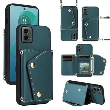 Imagem de Dibosom Capa carteira de luxo para Motorola Moto G 5G 2024 com 5 compartimentos para cartão fina e alça de ombro, suporte de cartão de crédito de couro PU acessórios capa de celular para G5G 5 G G5
