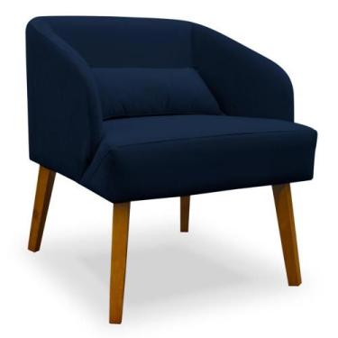 Imagem de Poltrona Decorativa para Sala de Estar Lara Suede Azul Marinho - Porto