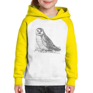 Imagem de Moletom Infantil Coruja Traços - Foca na Moda, Branco, Amarelo, 6