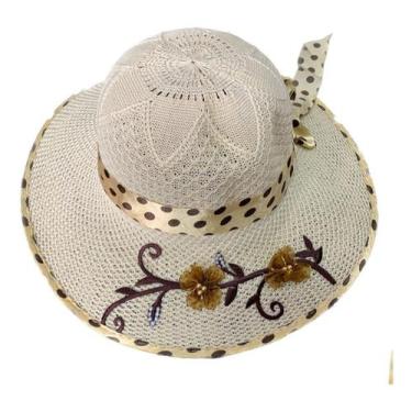 Imagem de Chapeu Para Praia Feminino Aba Grande Com Flores Verão - ALRA SEMIJOIA
