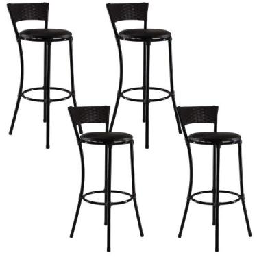 Imagem de Kit 4 Banquetas Forts Alta Fibra Sintética Tab./Marrom - Panero Móveis