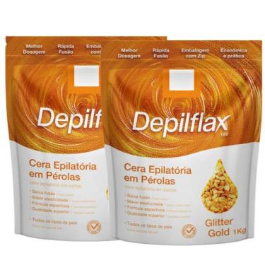 Imagem de Kit 2 Cera Quente Depilatória Profissional Glitter Gold Depilflax Em P