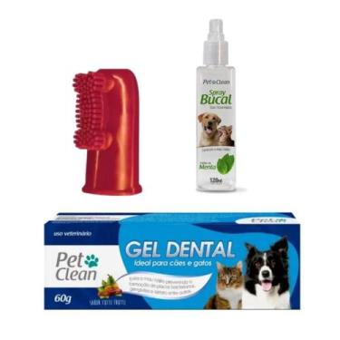 Imagem de Kit Dedeira + Pasta Dente + Spray Bucal Pet Clean Cachorro, pastaTUTTY
