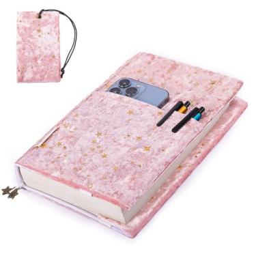 Imagem de Capas de livro Velvet Star com porta-cartões - jaquetas de tecido para livros - protetor de livros para amantes de livros - capas de livros para brochuras, capa dura, bíblias - capa macia para livros