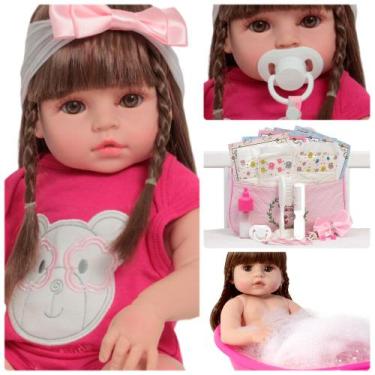 Imagem de Bebê Reborn Menina Recém Nascida Com Macacão + Acessórios - Cegonha Re