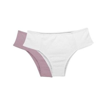 Imagem de Kit 2 Calcinhas Branco/Rosa Retrô Love Secret 819302 Laterais Sem Elás