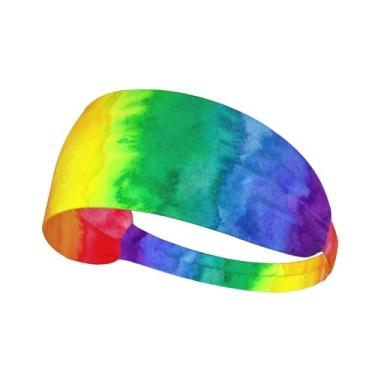 Imagem de DSSWTP Faixa de cabelo para treino de lavagem de arco-íris, moda esportiva, faixas de cabelo para ioga, elástico, atlético, antiderrapante, absorvente para homens, mulheres, meninas, acessórios de