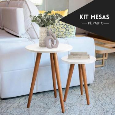 Imagem de KIT 2 Conjunto de Mesas Canto E Apoio MDF - kelan, branca